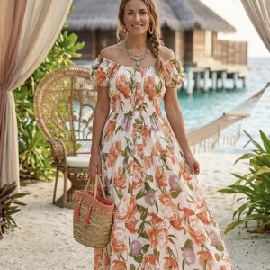 Bardot Dress - Orange