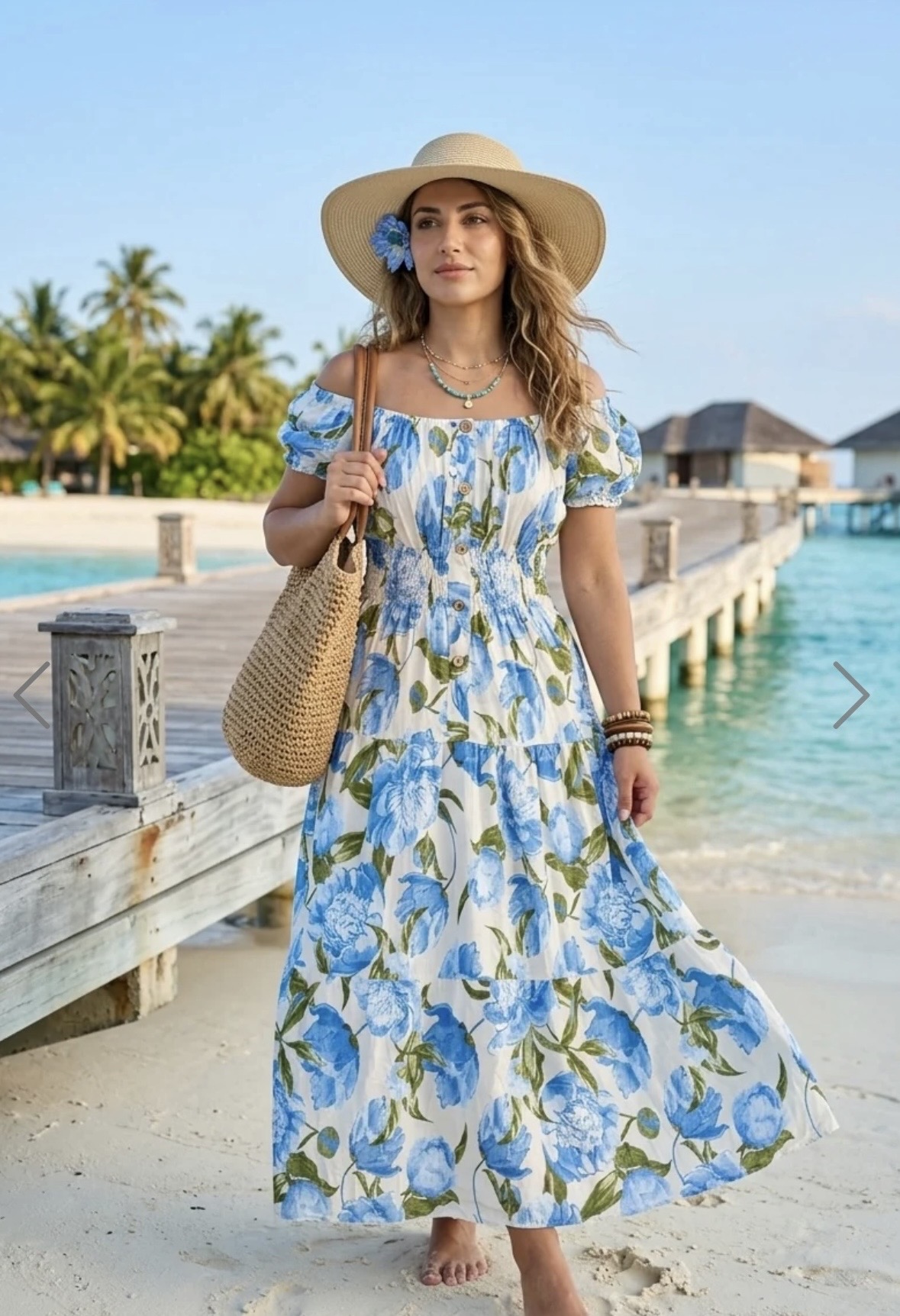 Bardot Dress - Blue
