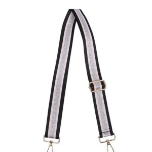 Bag Strap - Silver Pink Black Stripe