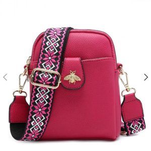 Bee Bag (small) with Pattern Strap - Fuchsia Pink