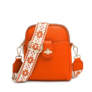 Bee Bag (small) with Pattern Strap - Orange